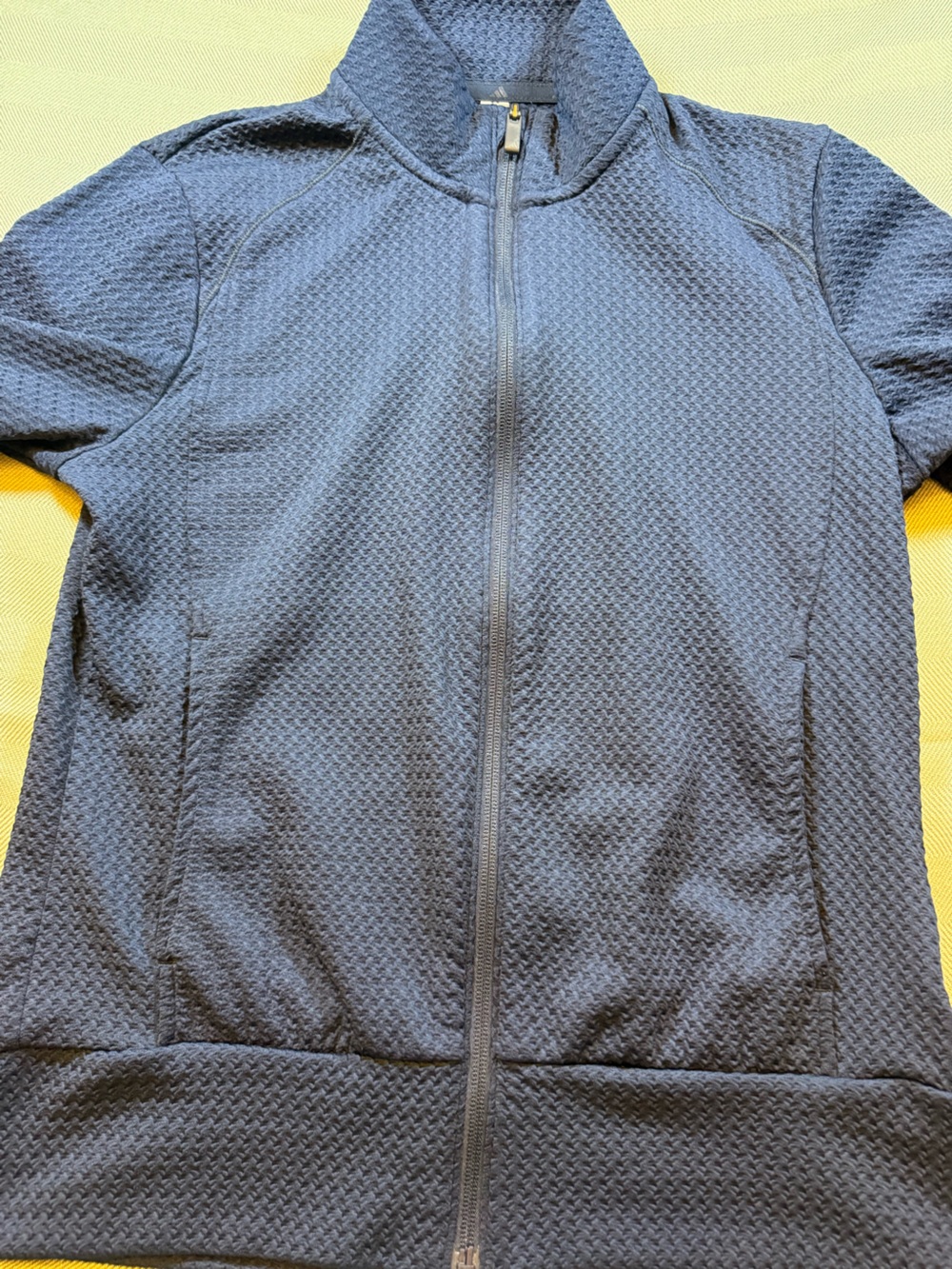 Adidas Textured Zip-Up Jacket Navy Blue
